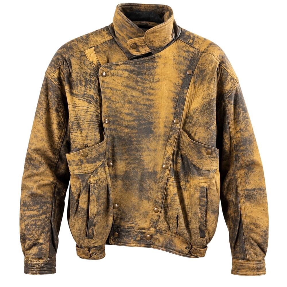 Vintage Cocodrilo Bally Lambskin Leather Jacket Men’s L Distressed Moto 80s